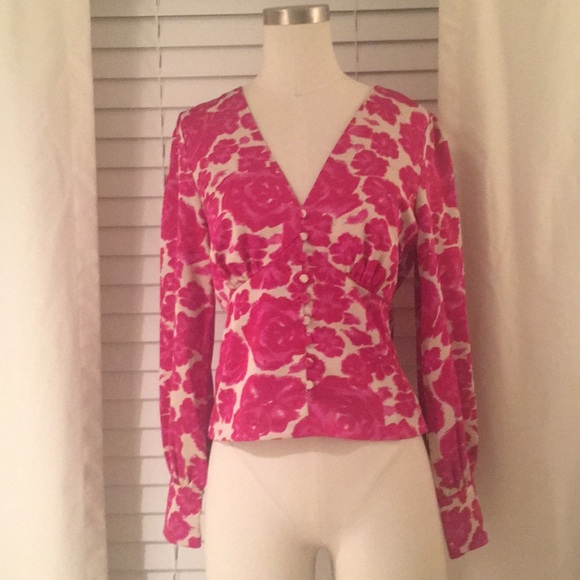 🎉HPx2🎉 J.Crew V-Neck Button Top Shaded Floral Sz00 - Picture 8 of 10